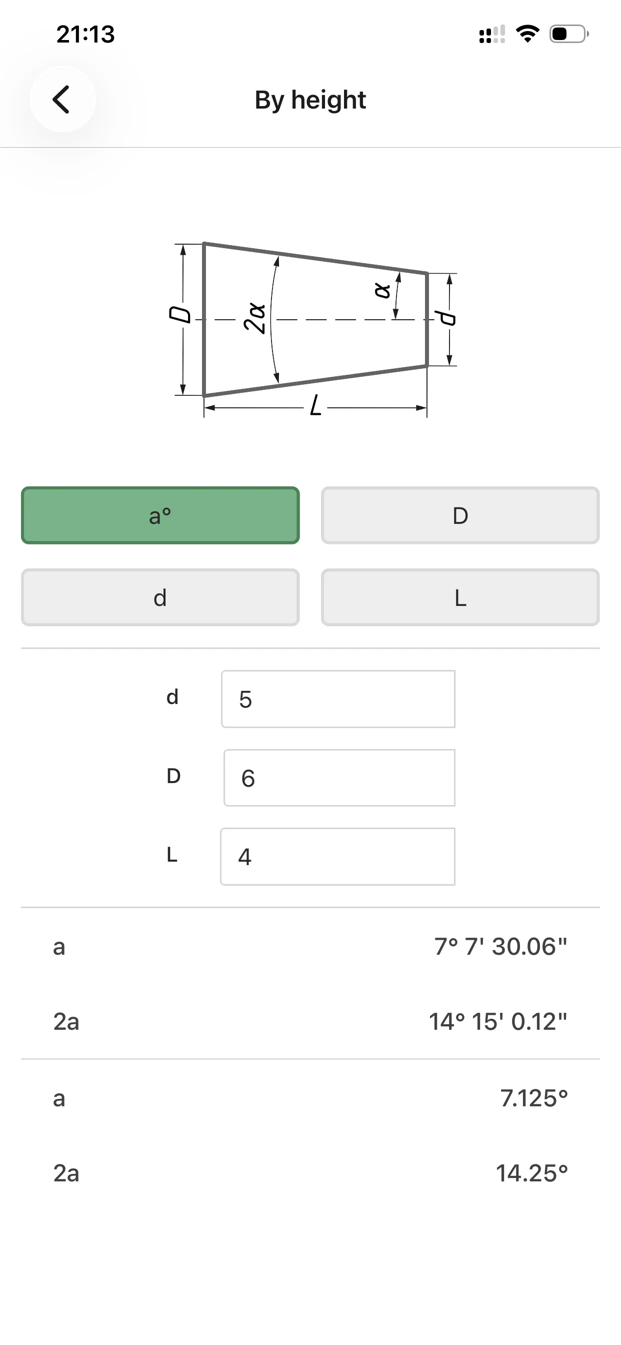 Taper calculator tools